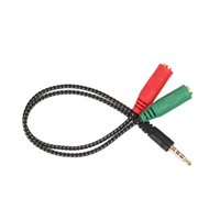 Adaptador Divisor de Audio USB con Conector Estéreo de 3.5mm Macho a 2 Hembra para Auriculares y Micrófono
