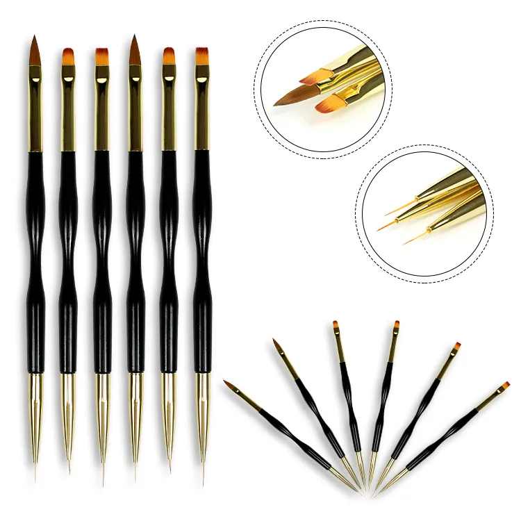 Ultra-fine French Art Lines Drawing Pen Set Dual Ended 100% kolinsky Acrylic Nail Brush