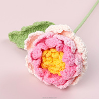 Bunte Handgemachte Gehäkelte Pfingstrosen Gestrickte Garn-Kunstblumen Heimdekoration Chinesisches Neujahrsgeschenk