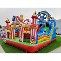 Château gonflable commercial à thème carnaval Grande Roue avec toboggan pour fêtes d'enfants