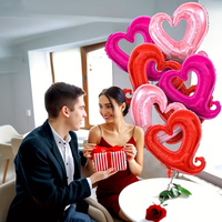 Ensemble de ballons populaire pour la Saint-Valentin et la fête des mères, ballon en aluminium en forme de cœur, ballon en film d'aluminium « Je t'aime », décoration de fête de demande en mariage