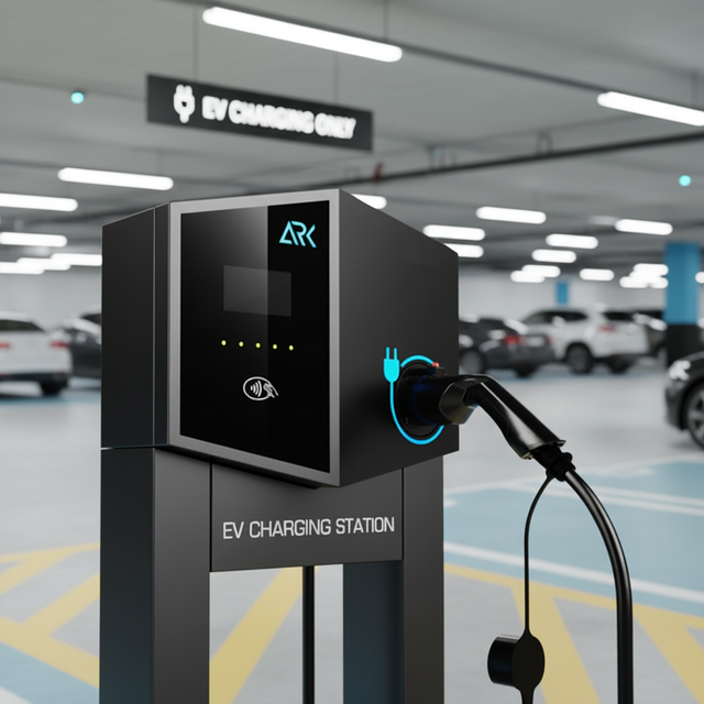Sleek 22kW Wall-Mounted EV Charger | 4.3 Display & APP for Premium Residential & Hotel Use