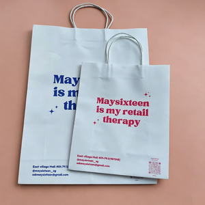 Bolsa de Regalo de Papel Kraft Blanca Portátil y Económica con Logotipo Personalizado al por Mayor - Product Image 5