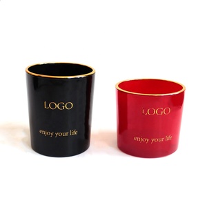 FENGJUN - Frascos de Vidrio Altos y Redondos para Velas, Color Rojo y Negro, Fabricante Profesional - Product Image 1