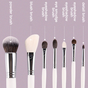 Juego de Brochas de Maquillaje Portátil de Viaje de 7 Piezas, de Pelo de Cabra Blanco Suave, <span class=keywords><strong>para</strong></span> Polvo Suelto, Sombra de Ojos, Colorete - Product Image 5