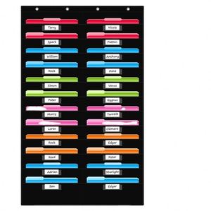 Customizable 24-Pocket Heavy Duty Non-Woven Fabric American Style Wall <b>File</b> Organizer Multifunctional Foldable Black PVC - Product Image 1