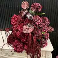 Rangkaian Bunga Artificial Real Touch Burgundy untuk Dekorasi Pernikahan