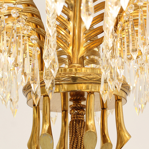 Jewellerytop ארמון צרפתי מעצב תאורה ויקטוריה יוקרתי קריסטל תליון וינטג פליז דקל נברשת - Product Image 5