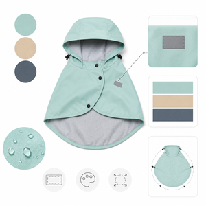 เสื้อกันฝนสุนัขสีพื้น ผ้า PU มีฮู้ด กันน้ำ สำหรับสุนัขทุกฤดู สไตล์ลำลอง - Product Image 2