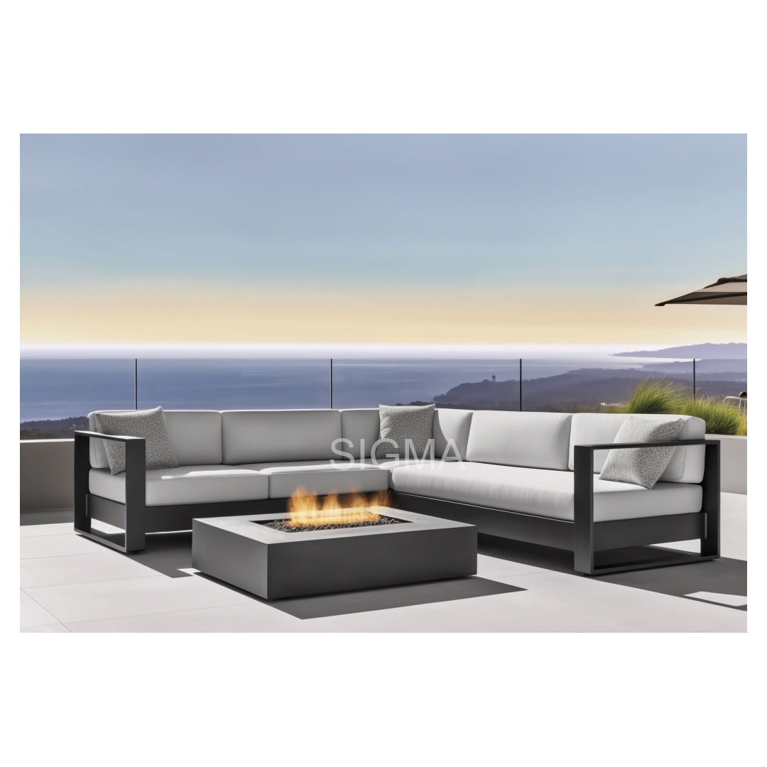 Luxury High Quality Love Seater Outdoor Patio Garden Waterproof Couch Frame Aluminum Alu Leisure Outdoor Furniture Sofa