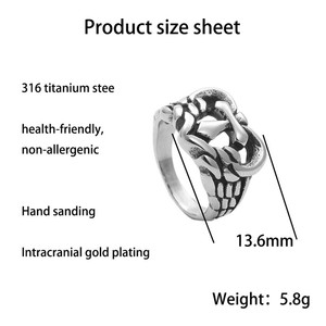 Men's <b>Silver</b> Heart Shape Stainless Steel <b>Ring</b> Geometric Punk Style Fashion Jewelry Gift 26098 - Product Image 4