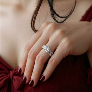Bijoux fins sur mesure de Hong Kong, bague de fiançailles et de mariage classique en or blanc massif 18 carats avec diamant véritable solitaire semi-sertie pour femmes - Product Image 2