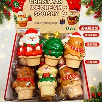 Jouet Squishy Glace de Noël en PU à Rebond Lent Anti-Stress Sensoriel Fidget 12 Pièces Boîte de Présentation Vente en Gros