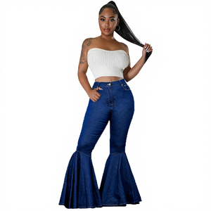 Yousi 2025 Jeans Vaqueros de Mezclilla Tejida Transpirable, Corte Boot Cut, Ajustados, de Cintura Alta, Estilo Vintage, Sexy, Casual, Elegantes, para Primavera/Verano - Product Image 4