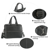 DUJIANG Classique – Porte-documents d'affaires pour homme en cuir de vachette pleine fleur, fermeture éclair, cuir véritable, durable, grande capacité, souple