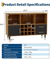 Meuble Bar à Vin Moderne en Bois RTA pour Commandes en Gros, Luxe avec Éclairage LED et Station de Recharge pour Salon et Salle à Manger
