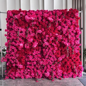 Mur de fleurs romantiques en 3D, panneau floral stéréo fait main, toile de fond florale pour décoration murale de mariage ou de fête - Product Image 4