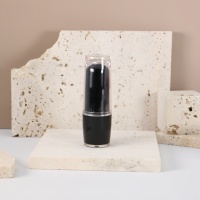 Tube de rouge à lèvres vide Yuecai 3,5g, base surmoulée, capuchon transparent noir brillant, baume à lèvres personnalisé