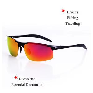 Erkek Anti-Scratch TAC UV400 polarize güneş gözlüğü geri dönüşümlü bisiklet sarı/gri/çok kırılmaz çerçevesiz matris alaşım - Product Image 5