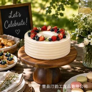 Acacia wood cake tray, creative dining table bread and snack display <b>rack</b>, retro tea tray, dessert and cake <b>plate</b> - Product Image 2