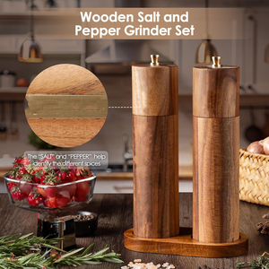 Juego de Molinillos de Pimienta y Sal de Madera de Acacia de Primera Calidad, Molinillo Manual de Sal y Pimienta - Product Image 3