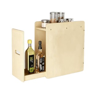 Wooden Knife <b>Rack</b> Seasoning Storage Desktop Pull Out Concealed Organizer 3 Tier Bamboo Material - Product Image 1