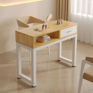 Hot Sale 3 Person Japanese Style Nail Desk Wooden Double Layer Minimalist Nail Salon <b>Table</b> With Storage - Product Image 5