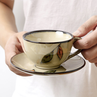 Tasse à café en céramique grès rétro classique exquise 250 ml, écologique, pour le plaisir en famille, cappuccino, latte, americano