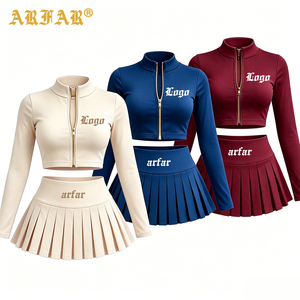 Nuovo Arrivo 2026 Abbigliamento <span class=keywords><strong>Donna</strong></span> Set Due Pezzi Personalizzabile con Logo e Colore, Giacca <span class=keywords><strong>Corta</strong></span> con Cerniera e Minigonna, <span class=keywords><strong>Tuta</strong></span> Sportiva da <span class=keywords><strong>Donna</strong></span> - Product Image 3