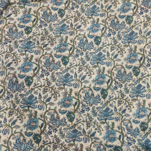 Tela de Algodón Estampada a Mano con Diseño Floral Verde Indio, Material sin Coser por Metro para Confección de Ropa y Manualidades - Product Image 5