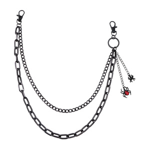 Yueli Double Layer <b>Black</b> Zinc Alloy Waist <b>Chain</b> with Spider Pendant for Unisex Street Style Hip Hop Daily Wear Fashion Accessory - Product Image 5