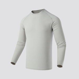 Seamless Jacquard Quick-Dry Long Sleeve <b>Men's</b> Slim Sport <b>Compression</b> <b>Shirt</b> Breathable Anti-Wrinkle Training Outdoor Wear T-<b>shirt</b> - Product Image 3