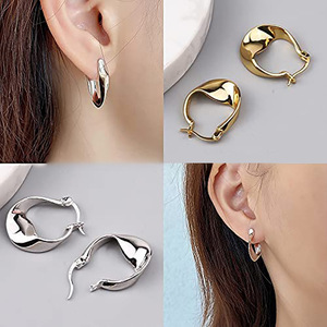 Orecchini a Cerchio Geometrici Intrecciati Vintage per Donne, Ear Cuff Minimalista, Gioielli di Moda Quotidiana - Product Image 4