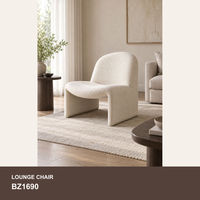 Fauteuil d'appoint Nordic Boucle, fauteuil lounge rembourré, profil bas incurvé, siège individuel pour salon, coin lecture