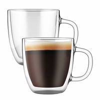 Vente en gros de tasses à lait en verre à double paroi isolées, tasses à café pour cappuccino, latte, americano