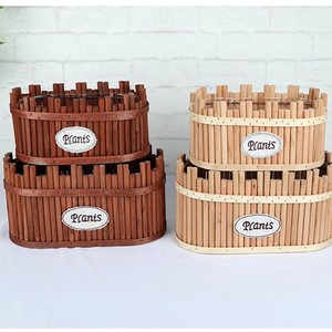 Jardinières décoratives rustiques en bois faites à la main pour la maison et le jardin, plateaux à herbes et pots de fleurs - Product Image 1