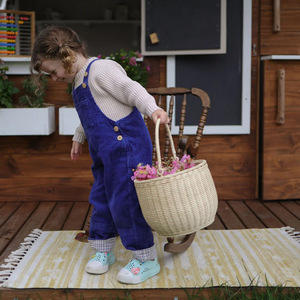 Cesta tejida de ratán con asa, cesta de almacenamiento en forma de cuenco para frutas, flores, picnic, uso infantil - Product Image 3