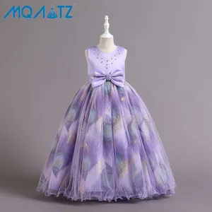MQATZ 2023 best sell children party dress compleanno abito di 8-10 anni bambini big girl print tulle dress LP-360