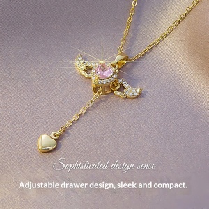 Collier pendentif en alliage d'acier inoxydable haut de gamme, simple et tendance, avec chaîne en bambou, pendentif de luxe pour femme, petit pendentif pour la taille - Product Image 1