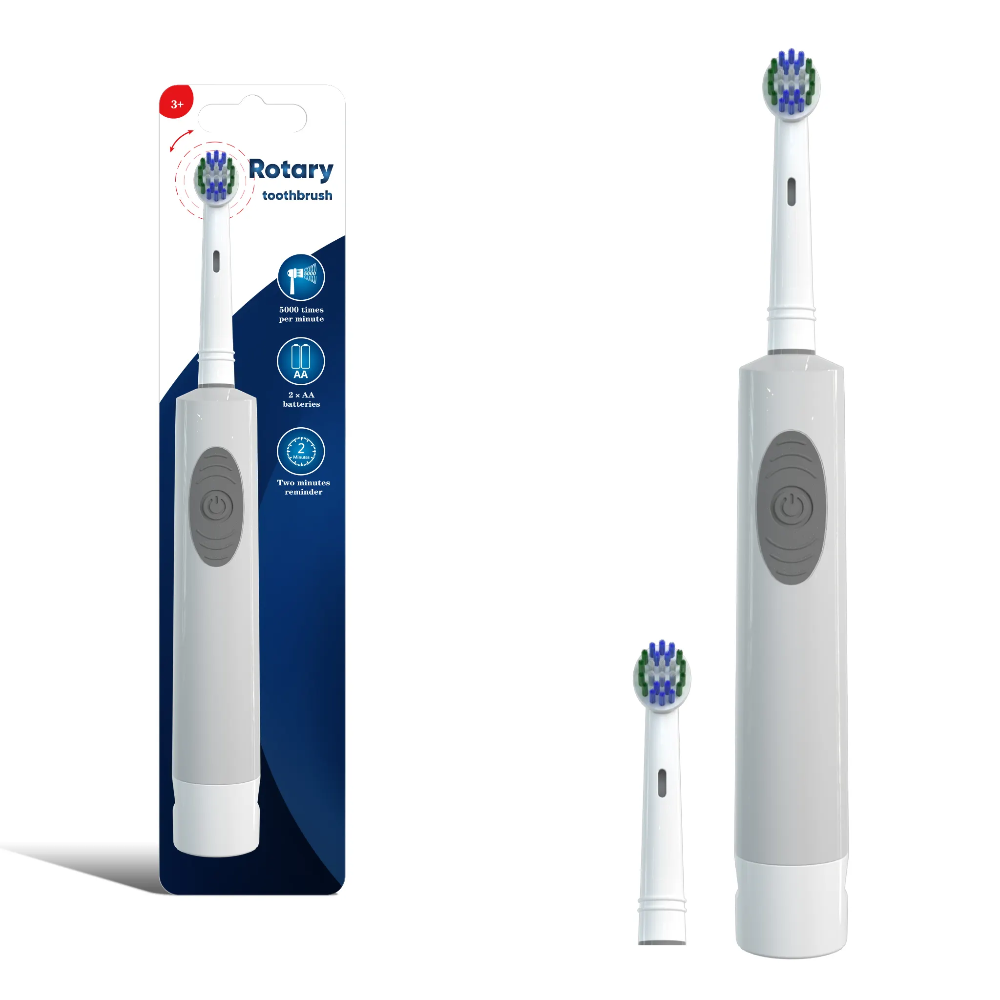 OEM Factory vende all'ingrosso spazzolino elettrico rotante a batteria per adulti con testina sostituibile con B Oral