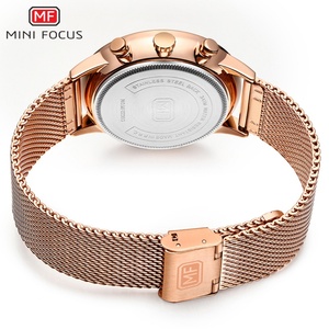 นาฬิกาข้อมือควอตซ์ผู้ชาย Mini Focus 0236G ดีไซน์เรียบง่ายแบบ OEM แสดงวันที่และวันในสัปดาห์ สายแบบตาข่าย โครโนกราฟ สปอร์ต Montre Pour Homme - Product Image 5