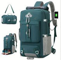 Sac à dos de voyage convertible 3-en-1 avec logo personnalisé, approuvé pour les vols, pour la randonnée, avec compartiment à chaussures séparé et port USB