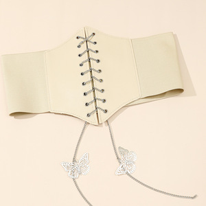 FF984 Vestido <span class=keywords><strong>Waspie</strong></span> Cincher Cintura Con Cadena De Metal Dama Cordones Cinturones Elásticos De Cuero Mujeres Corsé Cinturón - Product Image 5