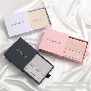 <strong>Logo</strong> <strong>Customized</strong> Paper Jewelry Box With Jewelry <strong>Packaging</strong> Pouch Snap Button Microfiber Jewelry Pouch and <strong>Card</strong> Insert - Product Image 4