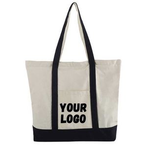 Bolsa de Compras Personalizada, Reciclable, de Lona de Algodón con Estampado Personalizado, con Bolsillo y Cremallera - Product Image 1