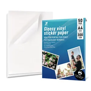 Cho máy in phun máy in tấm trong suốt có thể in A4 tự dính trắng không thấm nước vinyl dán Sheets Sticker Glossy giấy
