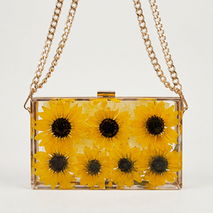 Caja de Joyería de Resina Amarilla Marmoleada con Bordes Decorados con Cuentas, Correa de Cadena, Forma de Flor, Diseño Contemporáneo, Decoración para el Hogar, Patrón de Girasol - Product Image 1