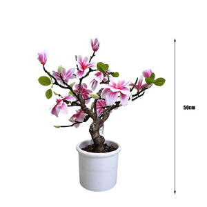 Árbol Bonsái <span class=keywords><strong>de</strong></span> <span class=keywords><strong>Magnolia</strong></span> Artificial Realista, Flor <span class=keywords><strong>de</strong></span> <span class=keywords><strong>Magnolia</strong></span> Artificial en Maceta, Bonsái Floral Artificial para Decoración Oriental del Hogar - Product Image 6