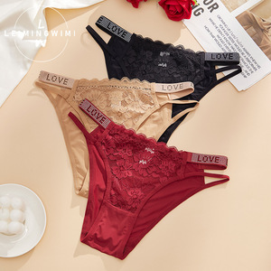 Encaje Nylon Love <span class=keywords><strong>Secret</strong></span> Letter Rhinestone Bragas String Bikini Tanga para mujer - Product Image 1
