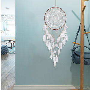 Grand attrape-rêves bohème tissé, décoration murale en plumes, cadeau artisanal, attrape-rêves - Product Image 2